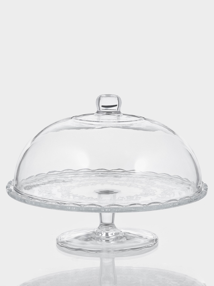 Подставка для торта Magistro «Цветочки», 29×23 см, на ножке, с крышкой-клош, стекло, прозрачная - Фото 1