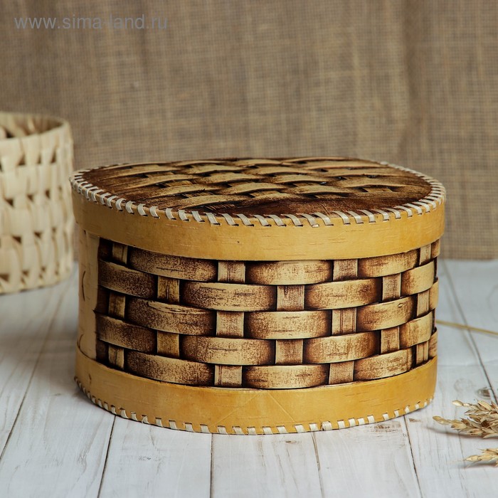 Хлебница-батонница с крышкой «Плетёночка», на шарнире, 21×18.5×13 см, береста - Фото 1