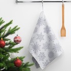 Полотенце "Доляна" Снежинки серебряные 40*60 см,пл 225 г/м2,жаккард,100 % хлопок - Фото 1