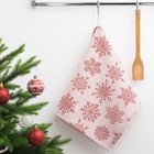 Полотенце "Доляна" Снежинки красные 40х60 см, пл. 225 г/м², жаккард, 100 % хлопок - Фото 1