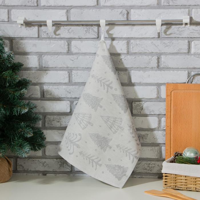 Полотенце Этель «Елочки серебряные» 40*60 см,пл 225 г/м2,жаккард,100 % хлопок - Фото 1