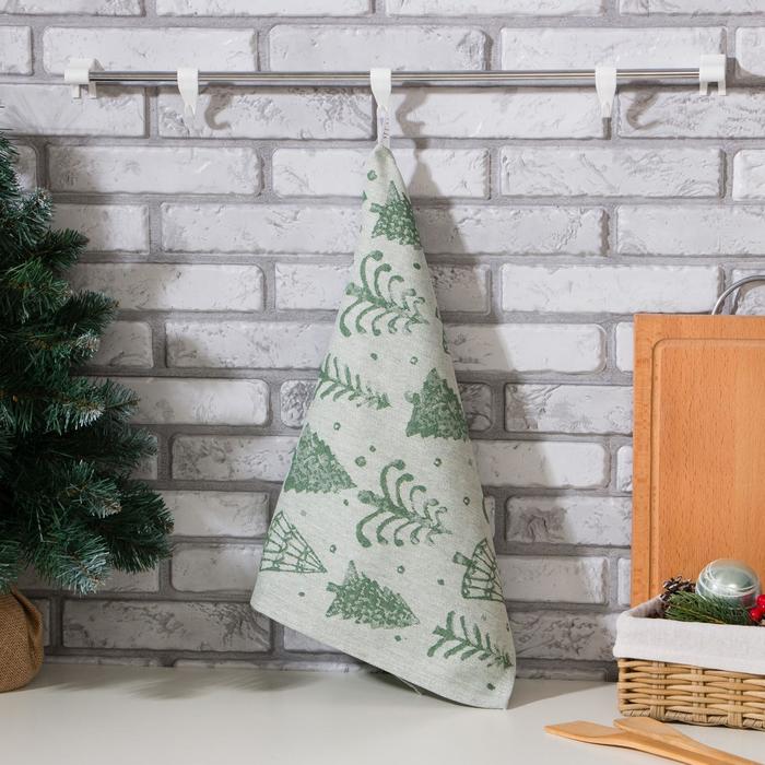 Полотенце Этель «Ёлочки зеленые» 40х60 см, пл. 225 г/м², жаккард, 100 % хлопок - Фото 1