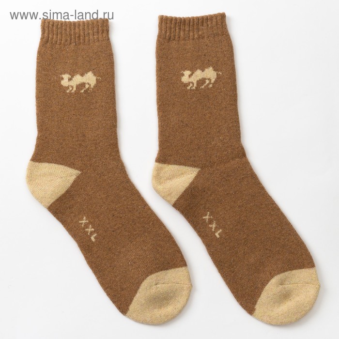 Носки мужские махровые шерстяные, цвет коричневый, размер 25-27 (39-44) - Фото 1