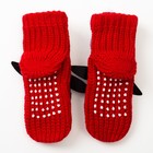 Носки новогодние детские вязаные, «Пингвин 3Д», цвет красный, размер 14-16 - Фото 2