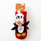 Носки новогодние детские вязаные, «Пингвин 3Д», цвет красный, размер 14-16 - Фото 3