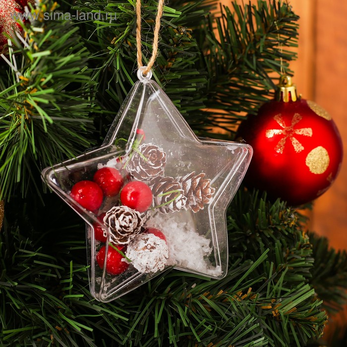 Новогодняя подвеска с природным декором «Снежная звезда» - Фото 1