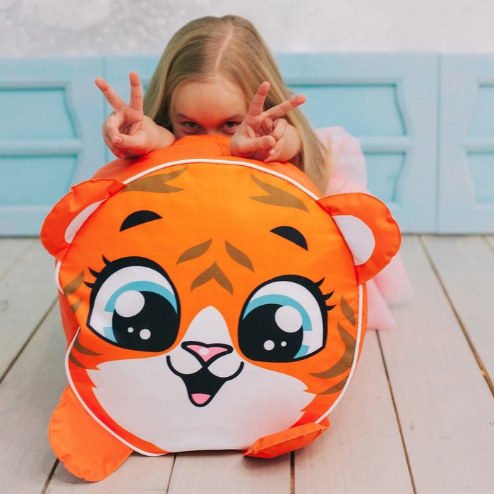 Игрушка-пуфик «Тигр», мягкая, 40 × 40 см, цвет оранжевый - фото 1905509264