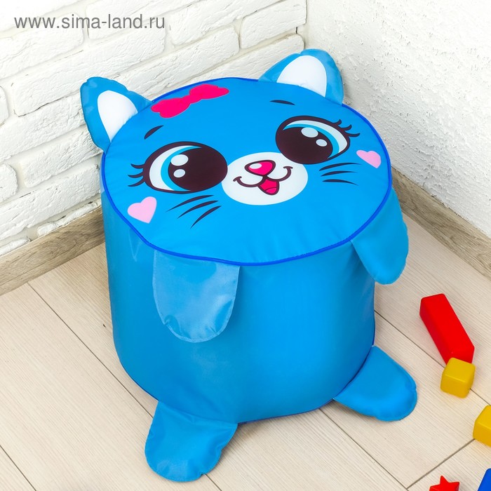 Мягкая игрушка «Пуфик: Кот» 40см × 40см, цвет голубой - Фото 1