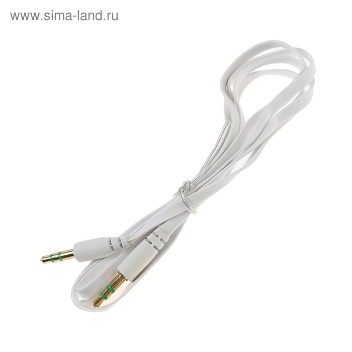 Кабель аудио AUX Mediagadget AX-J100F, Jack 3.5 мм(m)-Jack 3.5 мм(m), PVC, 1 м, белый - Фото 1