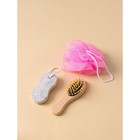 Набор банный Доляна, 3 предмета (мочалка, пемза, расчёска), цвет МИКС - фото 9316288