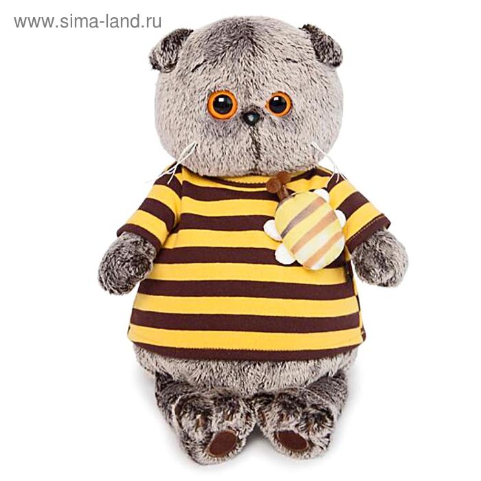 Мягкая игрушка «Басик» в полосатой футболке с пчелой, 25 см - Фото 1