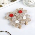 Декор для творчества Эко (набор 4 цветка) "Цветочек с пуговкой" 4,5х4,5 см - Фото 2