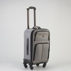 Чемодан малый 20", отдел на молнии, с расширением, 2 наружных кармана, кодовый замок, 4 колеса, цвет серый - Фото 1