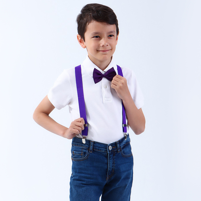 Подтяжки детские «Выбражулька», ширина 2.5 см, бабочка, фиолетовая - Фото 1