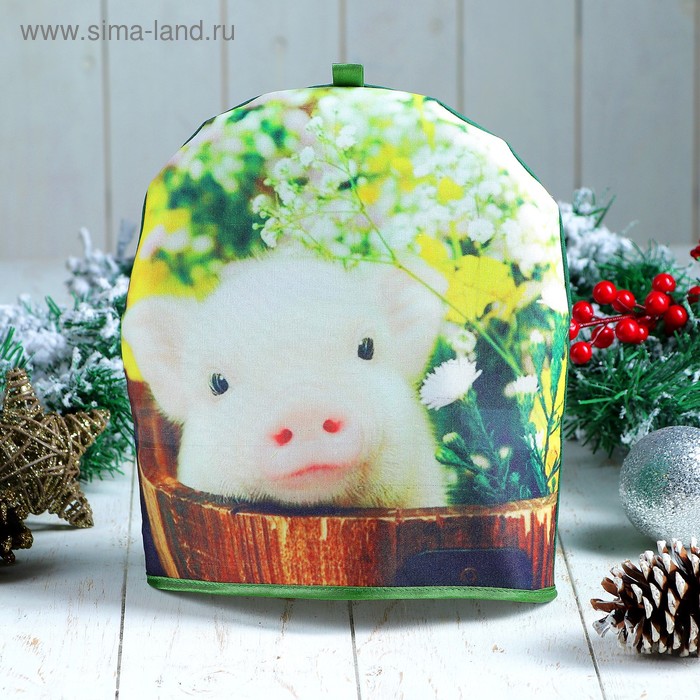 Грелка «Свинка в цветах», 27×27 см, сувенирная - Фото 1