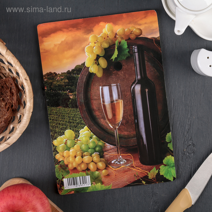 Доска разделочная деревянная «Вино», 23×16×0,6 см - Фото 1