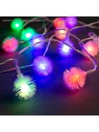 УЦЕНКА Гирлянда «Нить», 3 м, с насадками в виде ёжиков, IP20, 20 LED, AAх3, прозрачная нить, свечение мульти - Фото 4