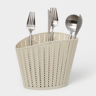 Подставка для столовых приборов «Вязание», пластик, серая