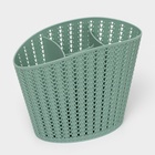 Подставка для столовых приборов IDEA «Вязание», 11×20×15 см, пластик, зелёный - Фото 2
