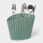 Подставка для столовых приборов IDEA «Вязание», 11×20×15 см, пластик, зелёный - Фото 1