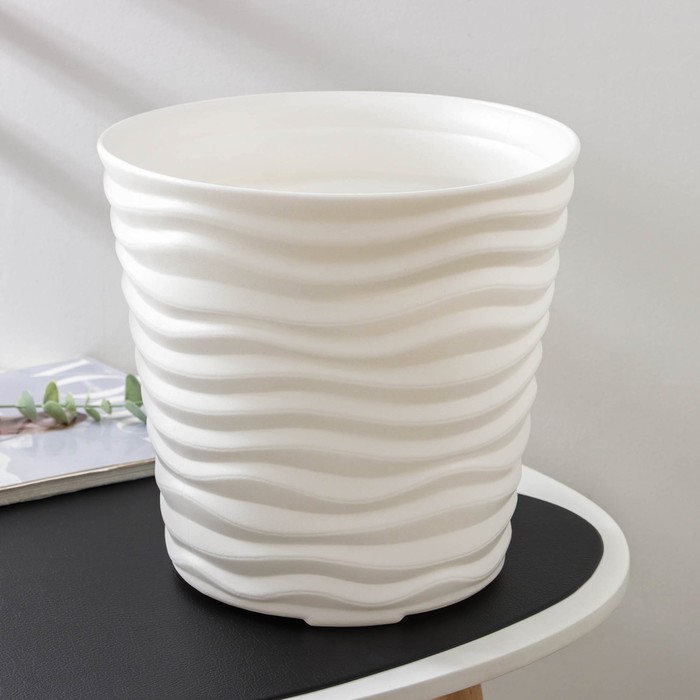 Кашпо для цветов IDEA «Дюна», 8.5 л, d=25 см, h=24 см, пластик, белое - Фото 1