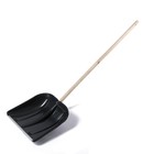 Лопата пластиковая, ковш 410 × 415 мм, с металлической планкой, деревянный черенок, с ручкой - фото 8654746
