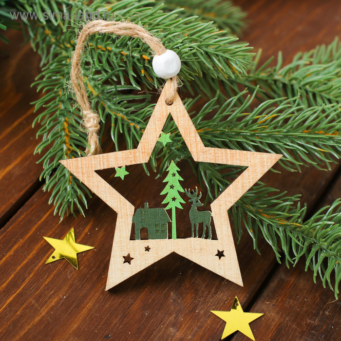 Новогодняя подвеска «Лесной олень», цвет зелёный - Фото 1