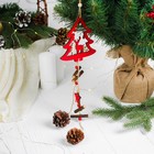 Новогодняя подвеска «Лесной олень», цвет красный, с подвесами шишками - Фото 2