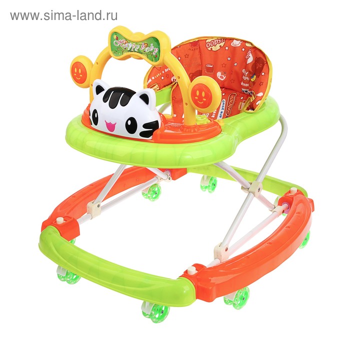 Ходунки «Счастливый малыш», 8 силик. колес, муз., свет, игрушки, зеленый - Фото 1