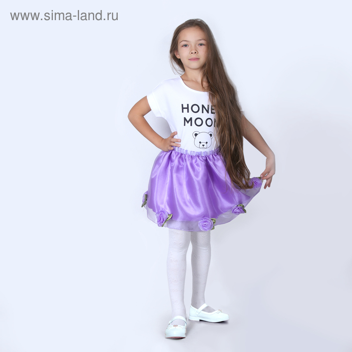Карнавальная юбка для девочки, органза, атлас, длина 35 см, цвет сиреневый - Фото 1