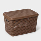Ящик для хранения с крышкой «Ротанг», 23 л, 45×30×26,5 см, цвет коричневый - фото 300207070