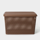 Ящик для хранения с крышкой «Ротанг», 23 л, 45×30×26,5 см, цвет коричневый - фото 8424277