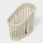 Подставка для столовых приборов IDEA, 2-х секционная, пластик, белая, ротанг - Фото 2