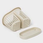 Подставка для столовых приборов IDEA, 2-х секционная, пластик, белая, ротанг - Фото 3