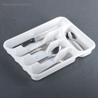 Лоток для столовых приборов IDEA, 26×33.5×4.8 см, пластик, белый - Фото 1