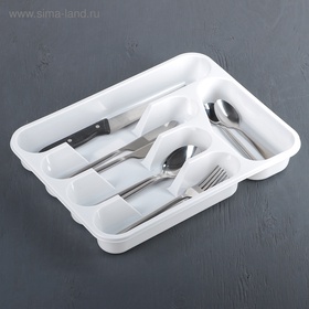 Лоток для столовых приборов IDEA, 26×33.5×4.8 см, пластик, белый 3967547