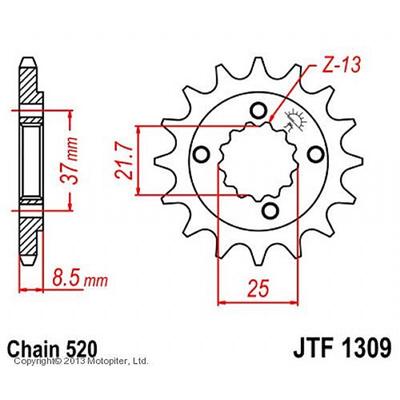 Звезда ведущая JTF1309-14, F1309-14, JT sprockets, цепь 520, 14 зубьев