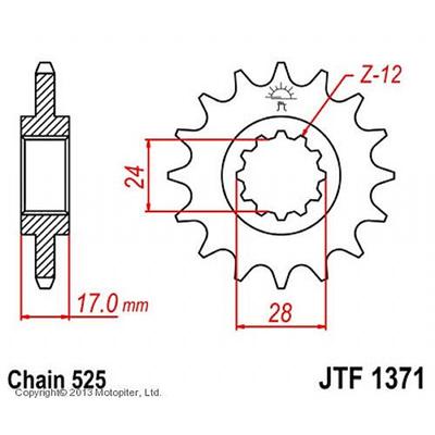 Звезда ведущая JTF1371-14, F1371-14, JT sprockets, цепь 525, 14 зубьев