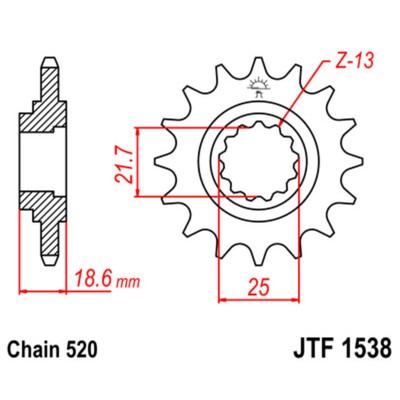 Звезда ведущая JTF1538-14, F1538-14, JT sprockets, цепь 520, 14 зубьев