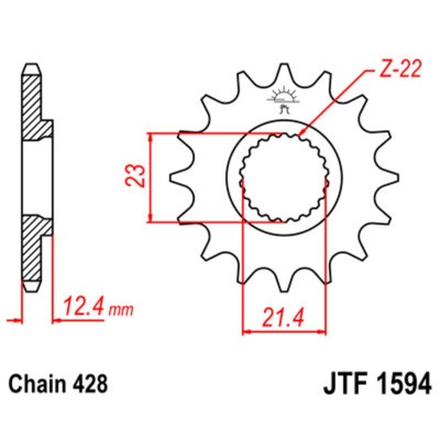 Звезда ведущая JTF1594-15, F1594-15, JT sprockets, цепь 428, 15 зубьев