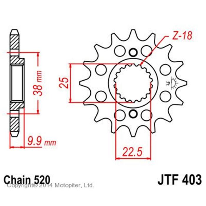 Звезда ведущая JTF403-15, F403-15, JT sprockets, цепь 520, 15 зубьев