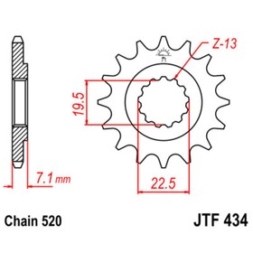 Звезда ведущая JTF434-14, F434-14, JT sprockets, цепь 520, 14 зубьев