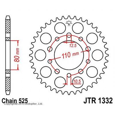 Звезда ведомая JTR1332-42, R1332-42, JT sprockets, цепь 525, 42 зубья