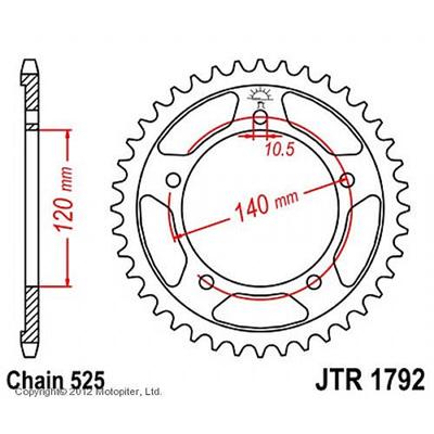 Звезда ведомая JTR1792-48, R1792-48, JT sprockets, цепь 525, 48 зубьев