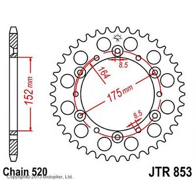 Звезда ведомая JTR853-40, R853-40, JT sprockets, цепь 520, 40 зубьев