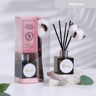Диффузор ароматический с цветком хлопка «Нежный», 50 мл, яблоко, «Богатство Аромата»