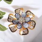 Брошь «Цветок», цвет бело-синий в золоте - Фото 1