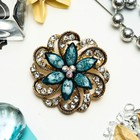 Брошь «Цветок» двойной, цвет бело-морской в золоте - Фото 1