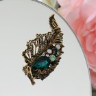 Брошь «Лист весенний» ажурный, цвет зелёный в чернёном золоте - Фото 1