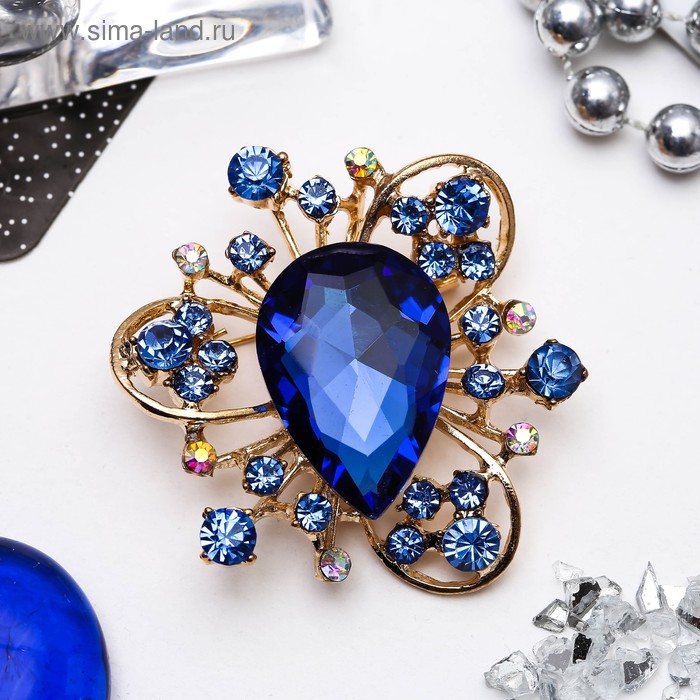 Брошь «Фиеста», цвет синий в золоте - Фото 1